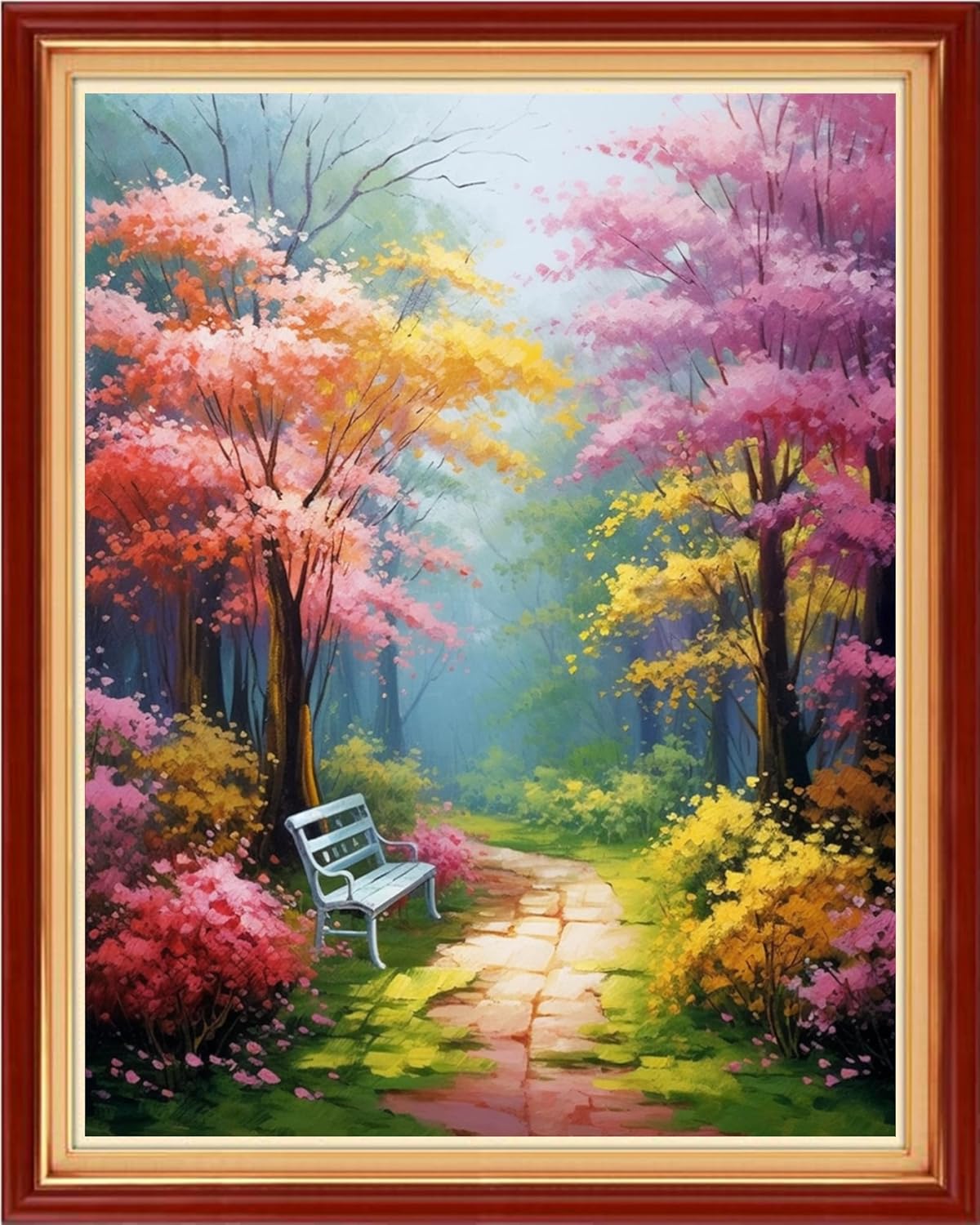 Stamped Cross Stitch Kits - Beach Night Landscape Counted Cross Stitch Kits for Beginners Adults Needlepoint Cross-Stitch Patterns-Garden Path 16x20 inchs