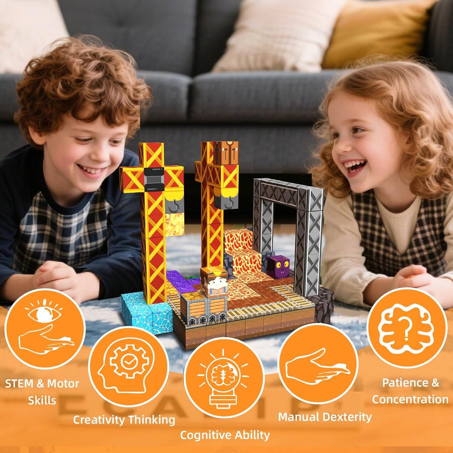 Magnetic Building Blocks Construction Set, Educational STEM Toy (MineTheme)