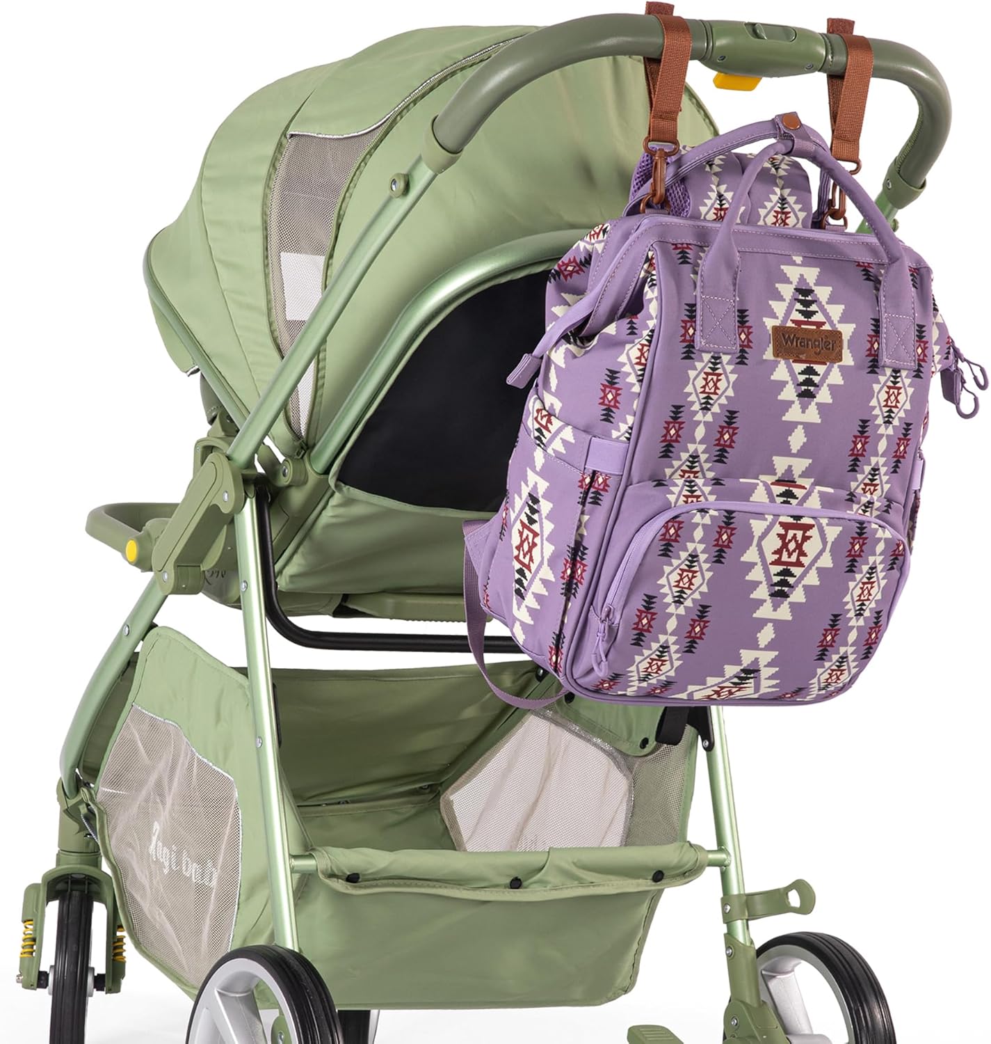 Wrangler Aztec Backpack Organized Daypack Travel Baby Bag with Stroller Strap and Side Bottle Pockets WG2204-9110LV