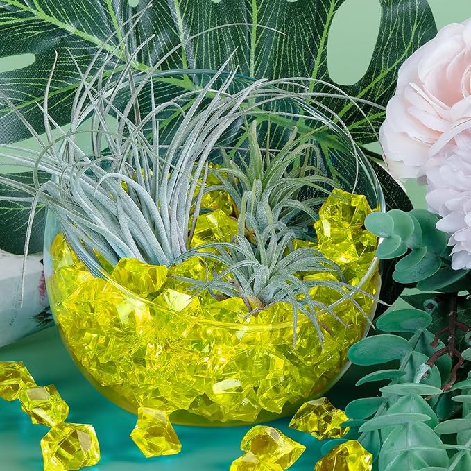 Babenest Acrylic Crushed Ice Rocks, 150 PCS Fake Crystals Plastic Ice Cubes Diamonds Gems for Vase Fillers, Home Decoration, Table Scatter, Event, Wedding, Arts & Crafts (Yellow)