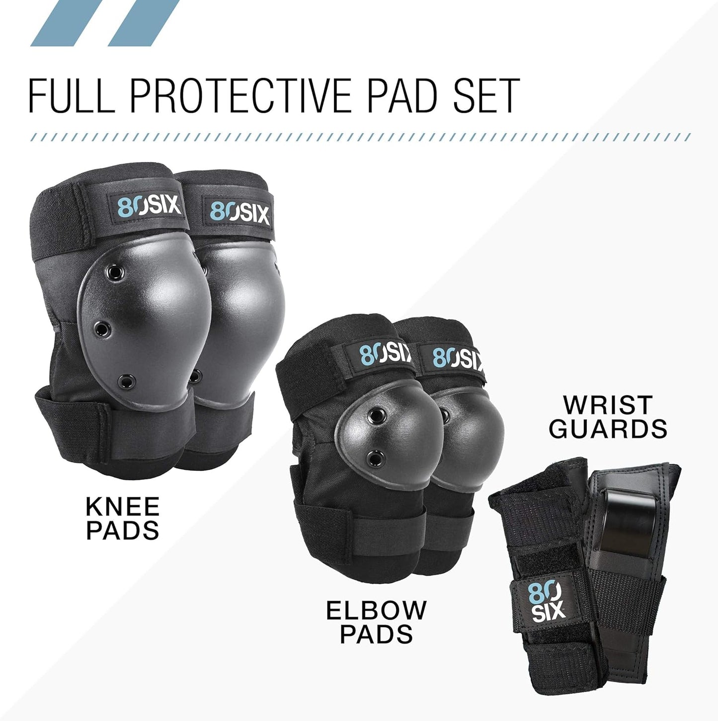 80Six Kids Multi-Sport Pad Set with Wristguards, Elbow Pads, and Knee Pads, Designed by Industry Leading Brand Triple 8