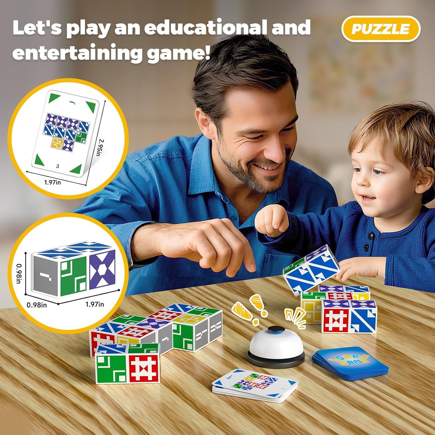 Family Matching Game for Kids & Adults, Block Puzzle Board Games for Boys & Girls Ages 4-8 8-12, 2+ Player Card Puzzles for Children 3+ Year Olds