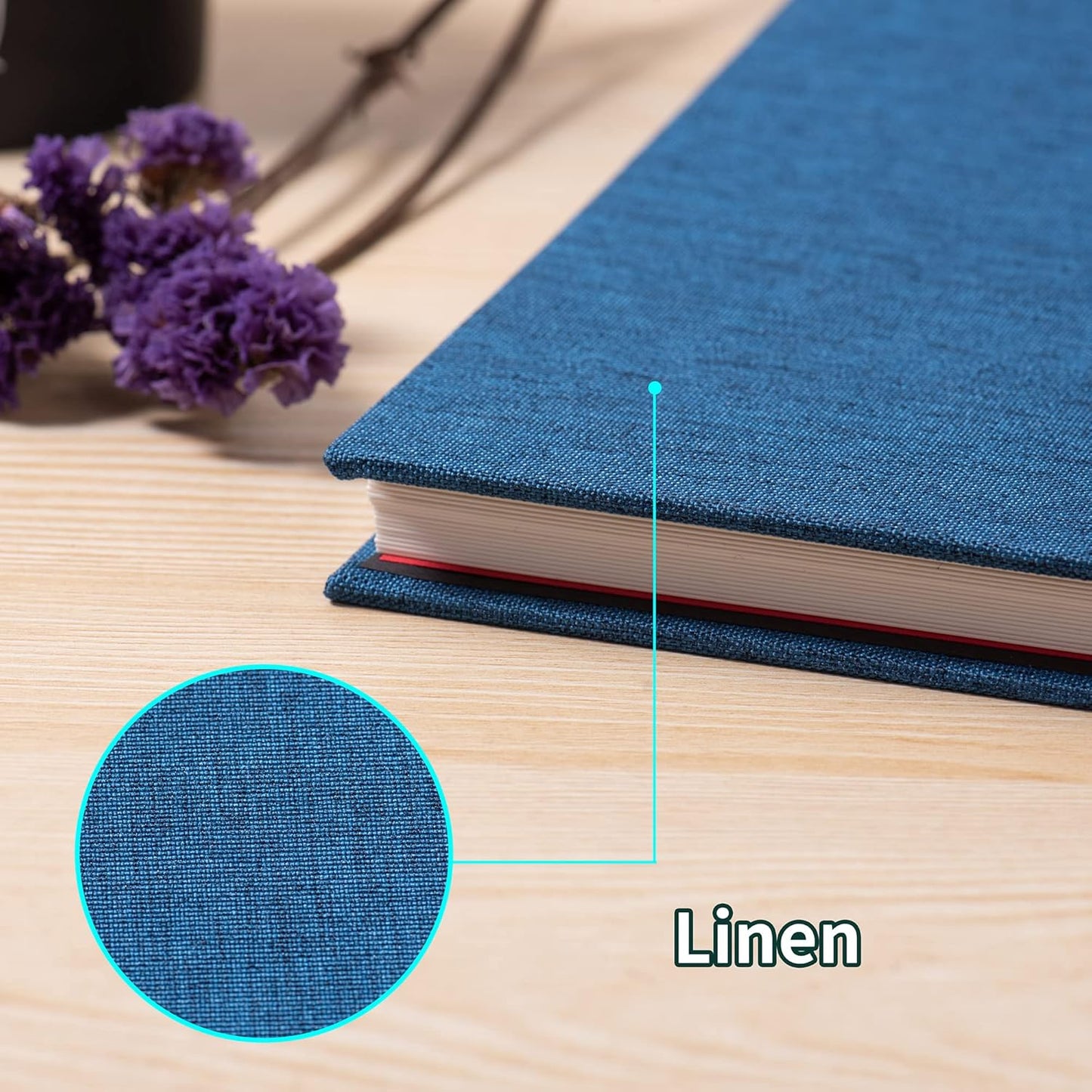 Photo Album Self Adhesive Scrapbook Album for 4Ã—6 Pictures DIY Magnetic Linen Cover Album 30 Blank Pages Great Gift for Family, Wedding, Birthday, Christmas, Anniversary(Blue), 6-15-Blue