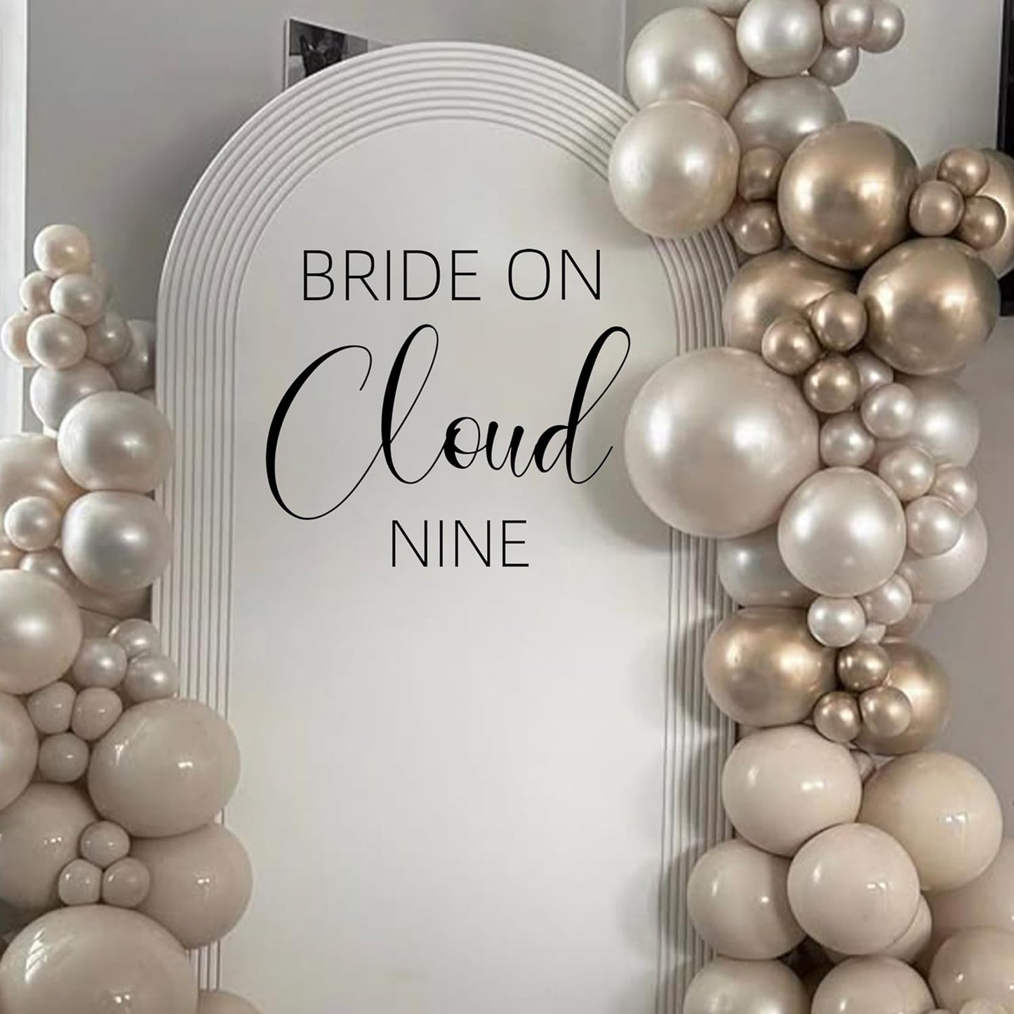 Bride On Cloud Nine Decal - Bride Shower Party Decorations, Wedding Engagement Bride-to-Be Bachelorette Party Supplies, Balloon Arch Background Wall Decor Cloud Sign Decal(Cloud Nine Decal)