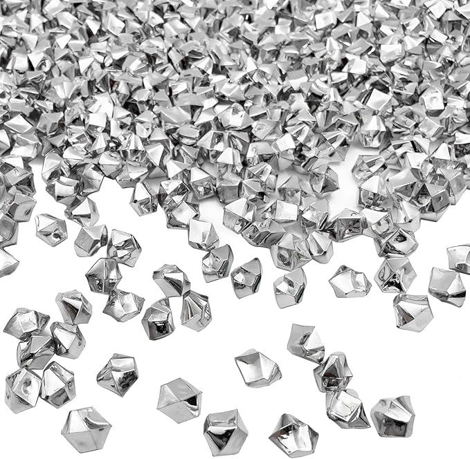 Fake Crushed Ice Cubes, Vase Fillers, 11 * 14 mm 650 pcs Reusable Fake Ice Cubes Artificial Acrylic Crystal Cubes for Wedding Decor Gold
