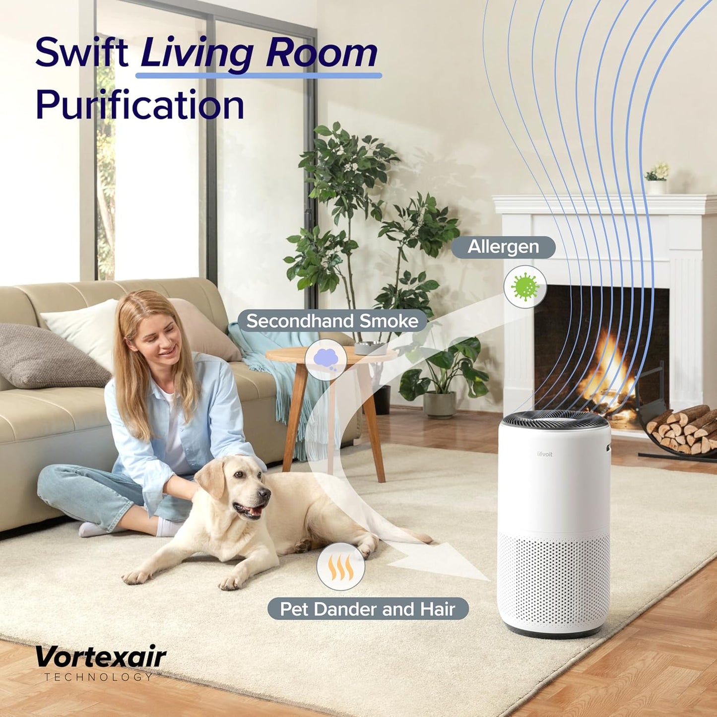 LEVOIT Air Purifiers for Home Large Room Up to 1733 Ft² With HEPA Sleep Mode, AHAM VERIFIDE, Auto Mode, Air Quality Monitor, Smart WiFi, 3-in-1 Filter For Pet Allergy, Smoke, Dust, Core 400S-P, White