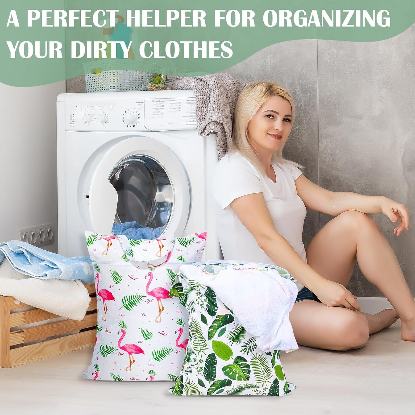 2 Pcs Large Travel Laundry Bag Waterproof with handle Washable Dirty Clothes Bag for Traveling Wet Dry Bag Bathing Suit Workout Bag for Gym Clothes Laundry Wet Clothes Swimming Pool College Dorm