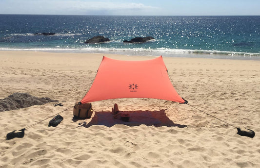 Neso Tents Beach Tent with Sand Anchor, Portable Canopy Sun Shelter, 7 x 7ft - Patented Reinforced Corners - Coral