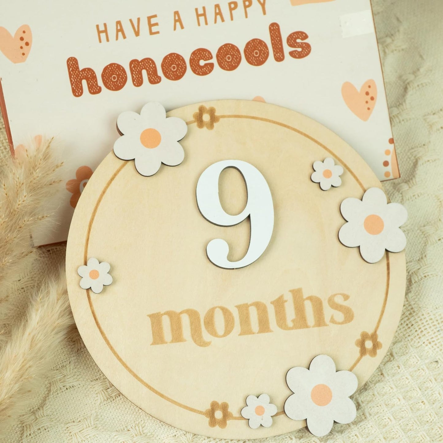 Baby Monthly Milestone Cards - Wooden Monthly Milestone Discs - Newborn Photography Props to Document Your Baby´s Growth - Baby Announcement Sign (B06)