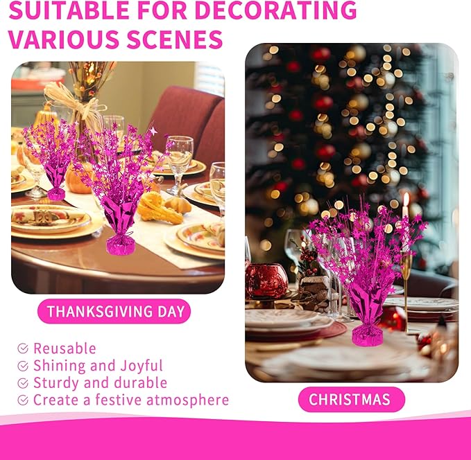 6 Pack Star Table Centerpieces for Party, Birthday Table Decorations for Kids Adults, Party Centerpieces for Tables for Wedding Baby Shower Graduation Holiday Event (Hot Pink)