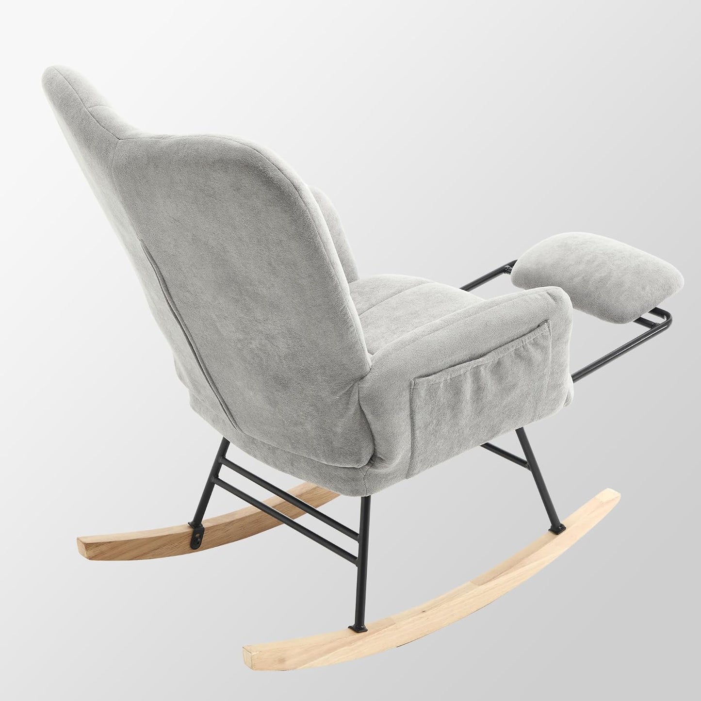 KEEZY Rocking Chair Nursery,Upholstered Glider Chair Padded Seat with High Backrest,Reading Chair,Armchair Comfy Side Chair for Living Room Bedroom Offices (Gray)