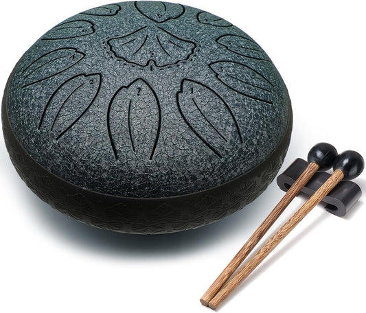 Steel Tongue Drum Percussion, 6 Inch 11 Notes Musical Instruments, Music Gifts for Family Friends (Navy)