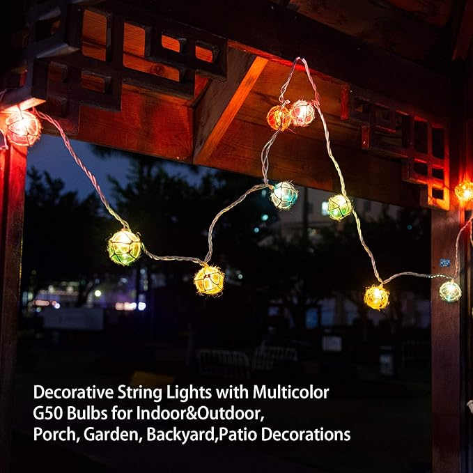 Nautical Fishing Float String Lights, Beach Themed Buoy Lights Set of 10 Multicolor String Lights for Indoor Home Decor and Outdoor Patio Decorations
