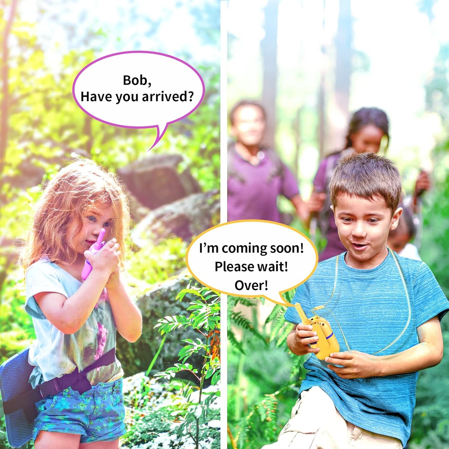 Walkie Talkies for Kids Rechargeable,Toys for Boys and Girls Ages 3-12, 4 Pack Long Range 2-Way Radios, Birthday Gifts,Christmas Stockings, Outdoor Play, Family Games, Hiking Camping Gear