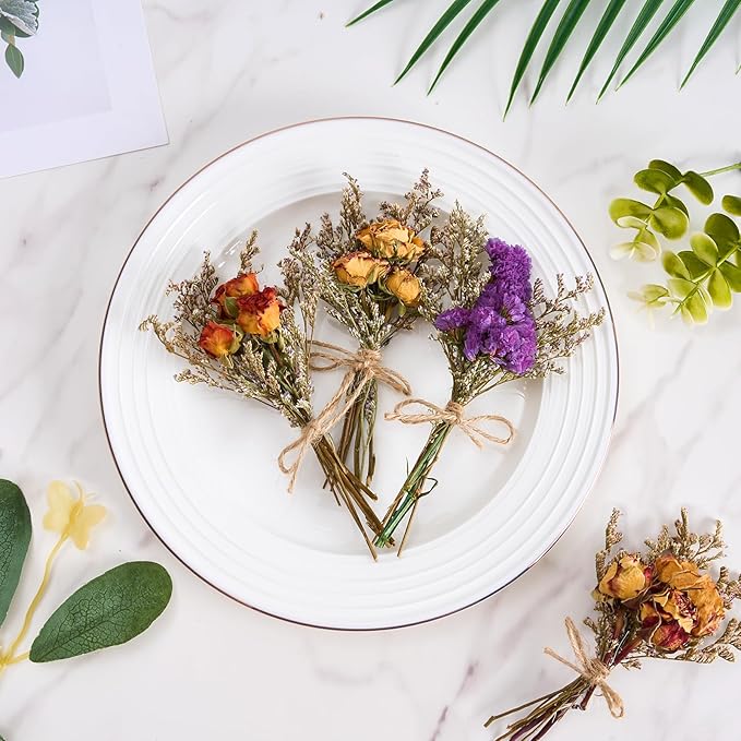 12/24 PCS Charming Dried Flowers Bouquet for Vase Various Dried Wildflowers with Stems Mini Handmade Wildflowers Natural Real Flowers Bulk Flowers Craft (Forget Me Not, 12 PCS)