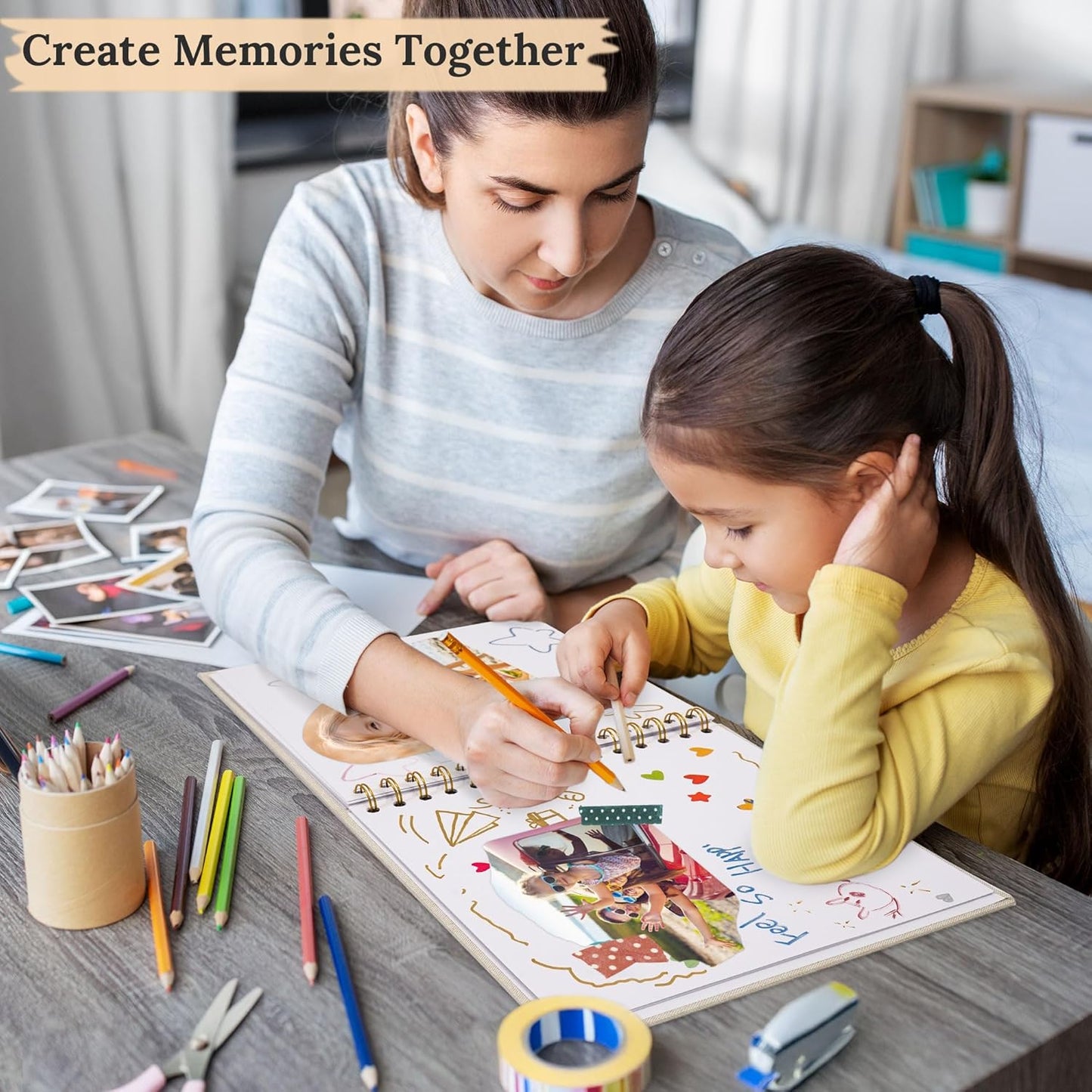 Scrapbook Photo Album Linen Cover, 10 x 10 Inch Hardcover Kraft White Pages Memory Book, for Travel Wedding Guest Book Christmas Baby Shower (40 Sheets/ 80 Pages,Light Blue)