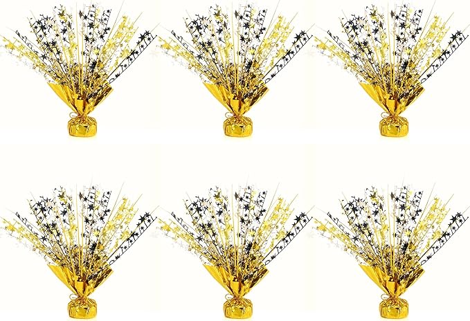 6 Pack Star Table Centerpieces for Party, Birthday Table Decorations for Kids Adults, Party Centerpieces for Tables for Wedding Baby Shower Graduation Holiday Event (Gold Silver Black)