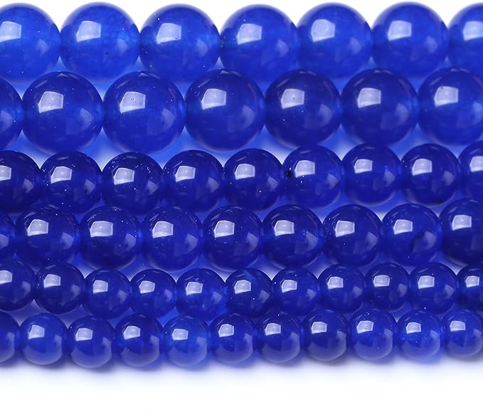 Mysterious Blue Chalcedony Stone Beads Gemstone Round Crystal Energy Jade Beads Stone Beads for Jewelry Making DIY Bracelet Necklace Jewelry Making 1 Strand 15.5inch 60PCS 6MM
