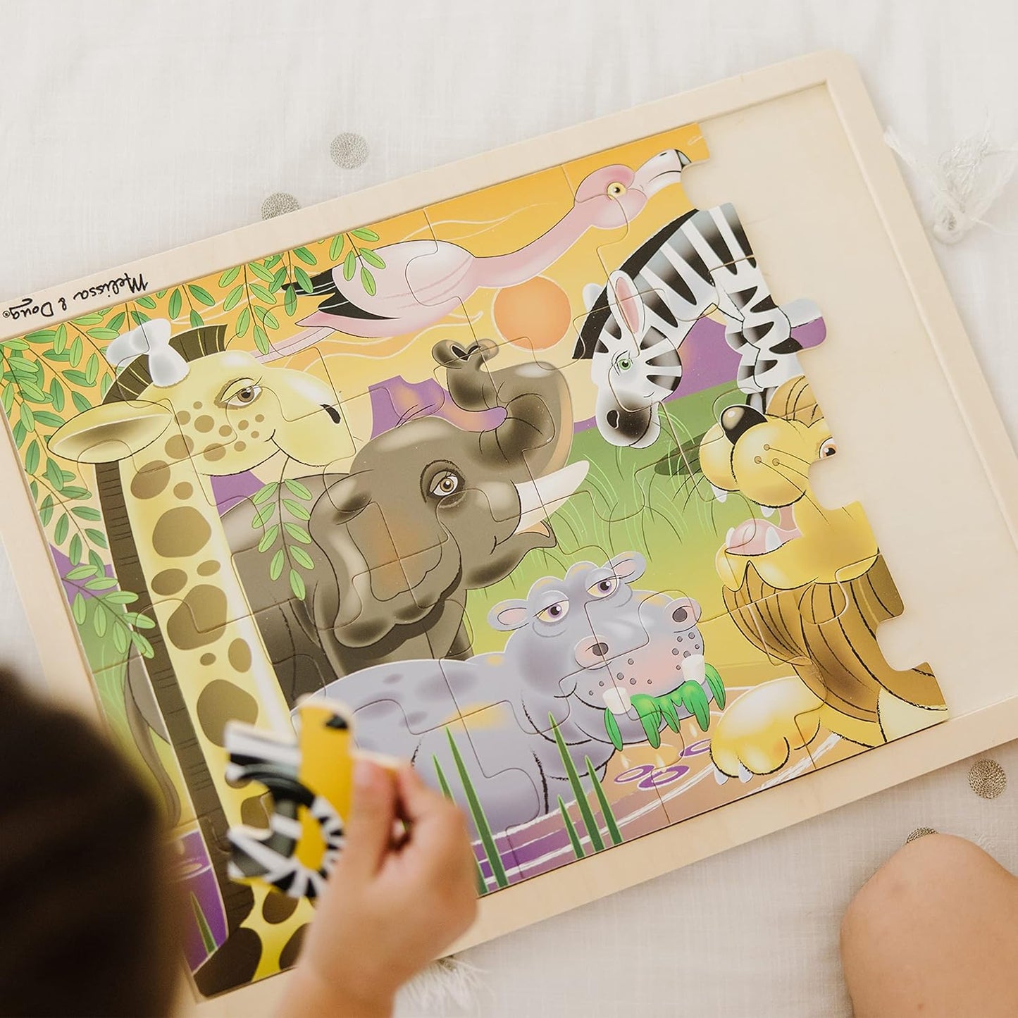 Melissa & Doug African Plains Safari Wooden Jigsaw Puzzle with Storage Tray (24 pcs)