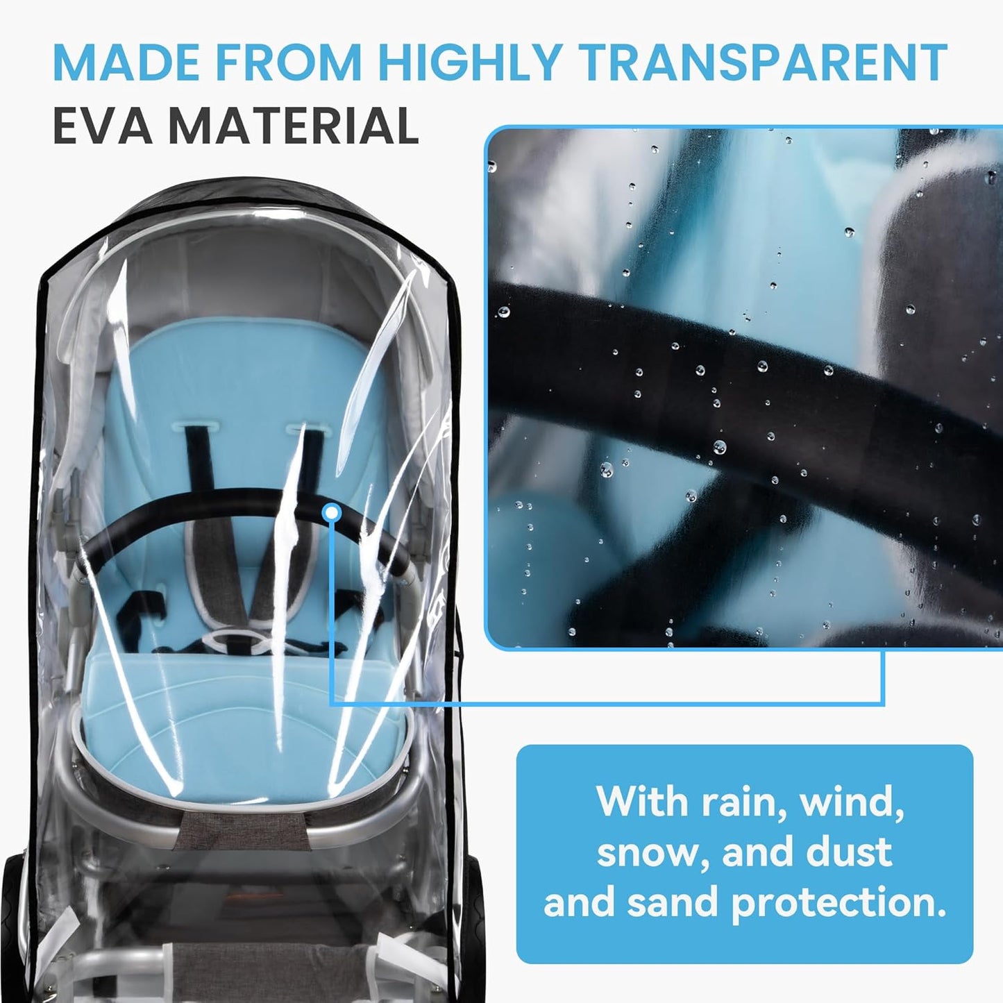 bemece Double Stroller Rain Cover, Weather Shield Double Stroller for Front and Rear Seats Twin Stroller, Baby Outdoor Activities Accessories, Protects Children from Rain, Snow, Wind