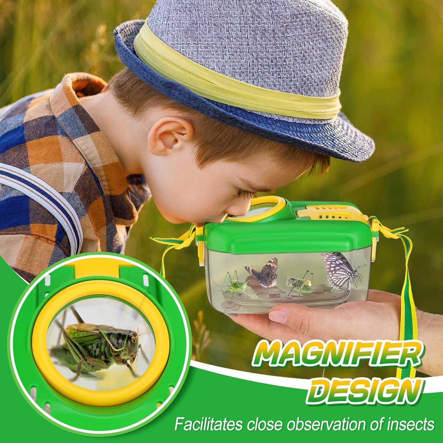 2Sets Bug Catcher for Kids - Sturdy Kids Bug Catching Kit Gifts with Collector Butterfly Net Tweezer, Bugs Habitat Outdoor Explorer Kit for Age 3 4 5 6 7 8, 8Pcs
