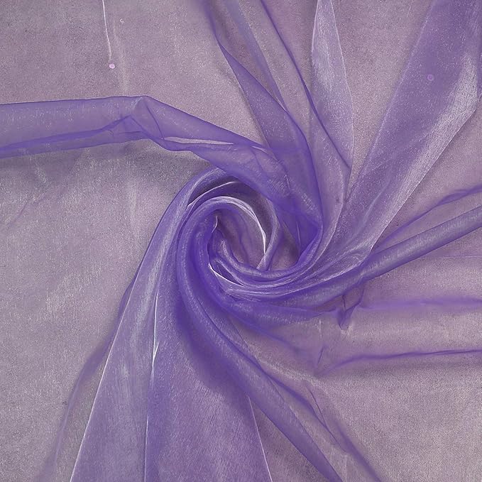 VDS Lavender Organza Fabric, 100 Yards Continuous, 45” Wide, Wedding Party Decoration Iridescent Crystal Sheer Shiny Organza Tulle Bridal Dress DIY Crafts Costume Sewing Backdrop Arch Cloth