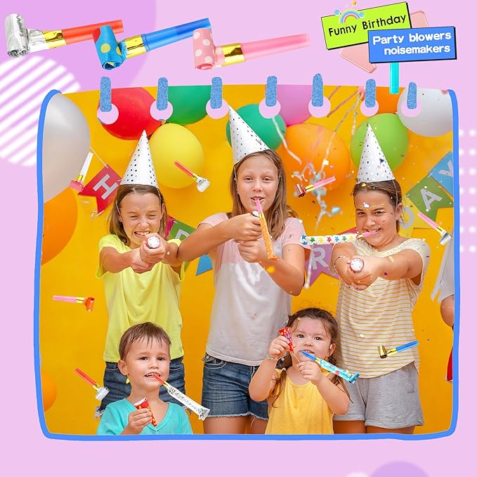 160 Pack Party Blowouts Noisemakers Colorful Party Whistles Blower Funny Birthday Blow Horns Bulk for Birthday New Years Party Favors