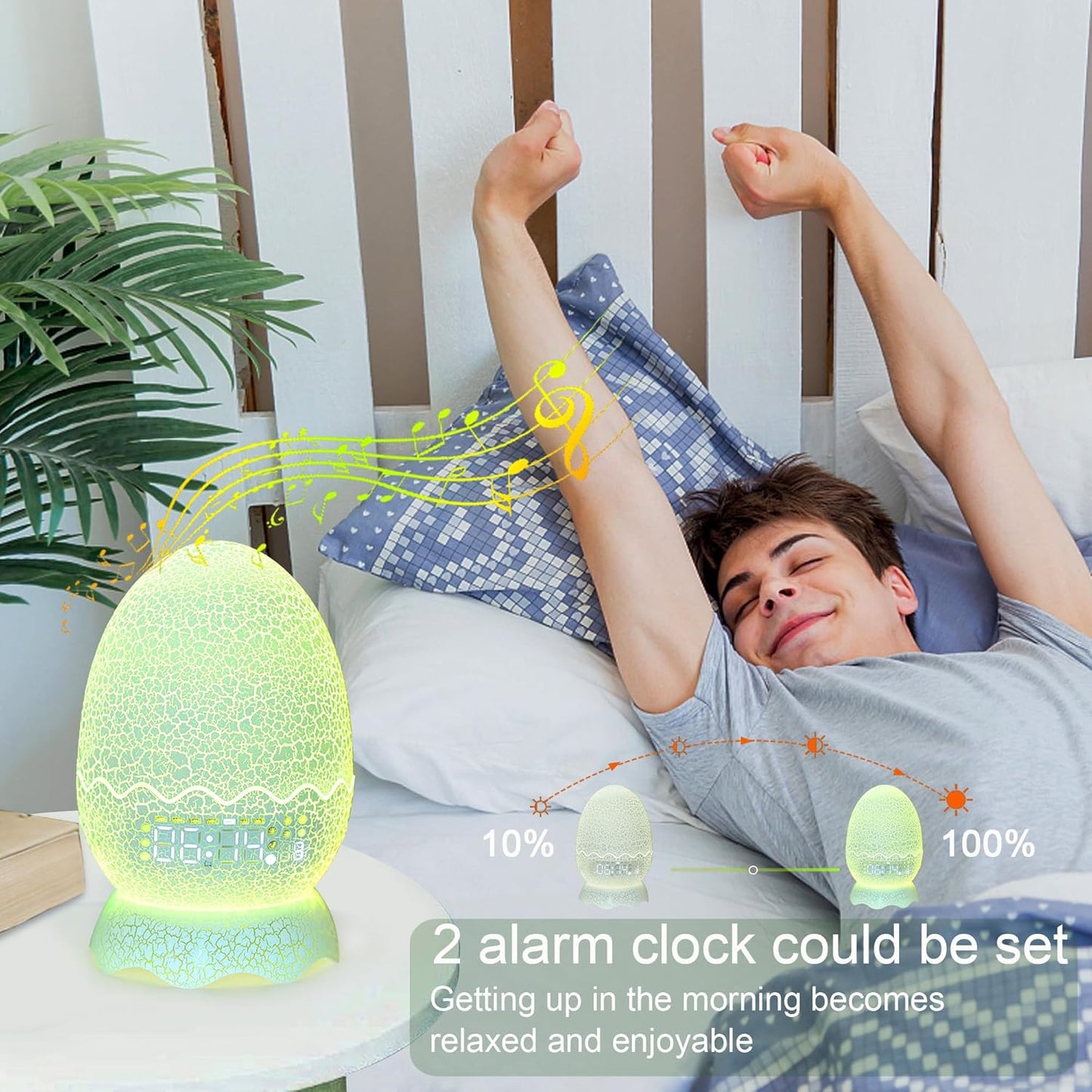 Dinosaur Night Light for Kids with Alarm Clock White Noise Bluetooth Speaker, Dinosaur Toys 16 Colors LED Decor Light with Remote Control &Timer, Dinosaur Gifts Birthday Xmas Gift for Boys/Girls/Kids…