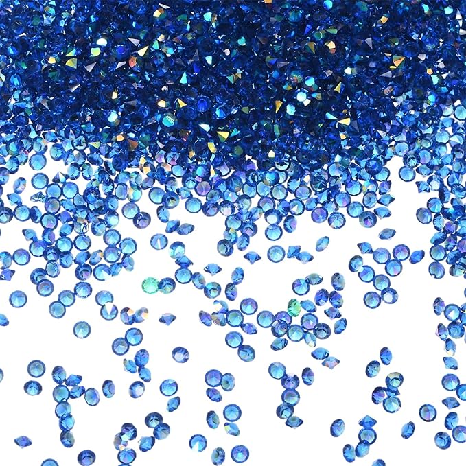 14400-Pack Acrylic Diamonds, 0.12 Inch/3mm Wedding Table Scatter Confetti Crystals for Vase Fillers/Art Craft, Acrylic Diamonds Gems [Dark Blue AB]