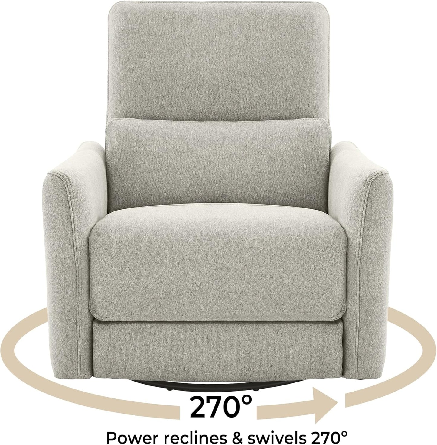 CHITA Power Recliner Chair Swivel Glider, FSC Certified Fabric Living Room Nursery Reclining Sofa Chair with Lumbar Support, Dove Grey