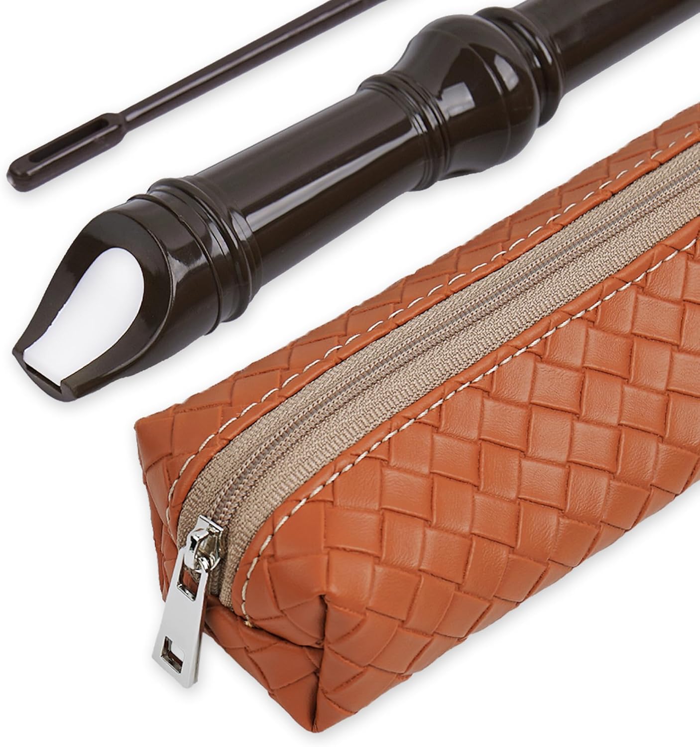 Recorder Instrument for Beginner Adults,8-Hole Soprano Descant Recorder Music Flute with Cleaning Rod & Case Bag For Home Entertainment(6-Woven Brown)