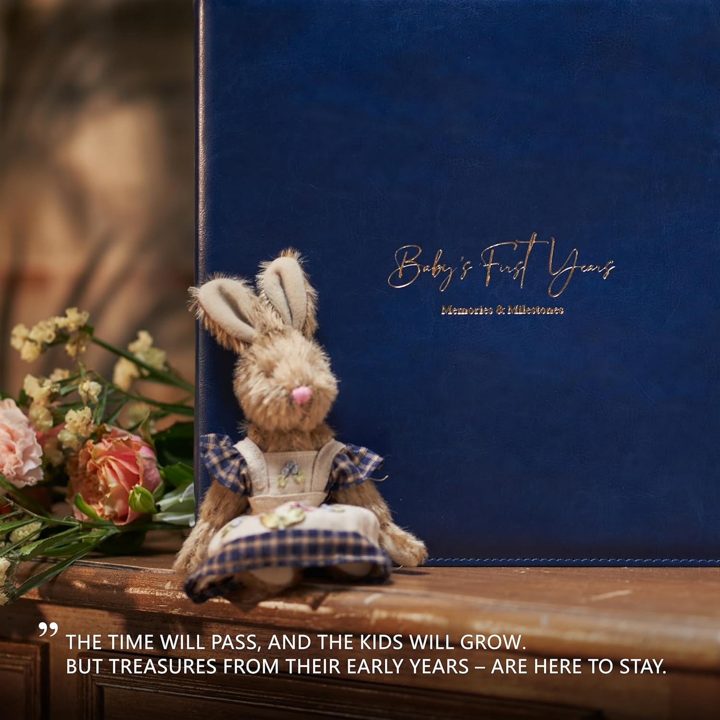 Keepsake Baby Memory Book Girl Boy – Timeless Leather-Bound Baby Milestone Book – Baby Book Keepsake Record First 5 Years – Gender Neutral Baby Scrapbook Album Baby Album Journal Registry Search Gift