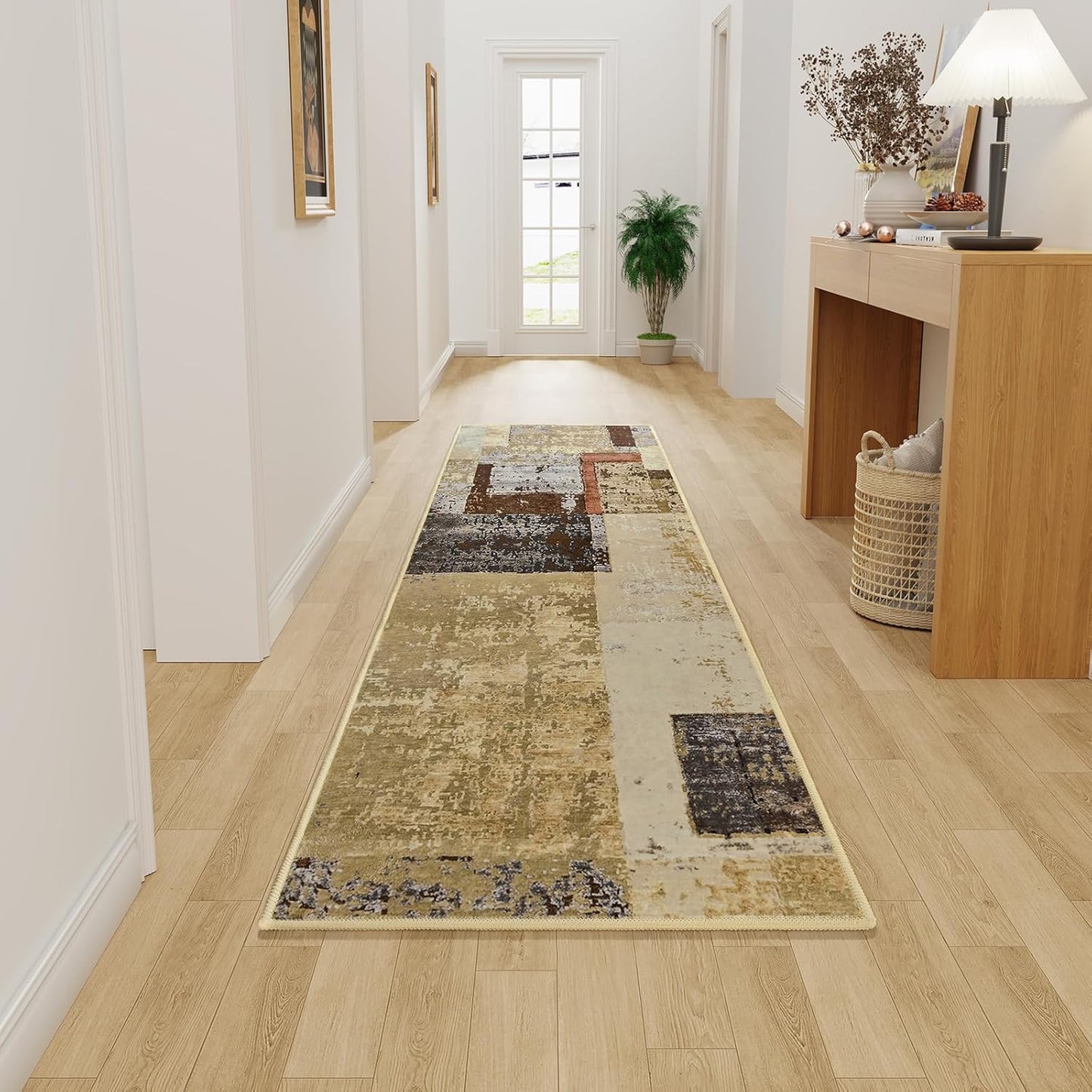 LOCHAS Washable Runner Rugs for Hallway, 2x6 Non Sip Soft Rug for Bedroom Entryway Kitchen Laundry Room, Long Abstract Carpet for Indoor Floor Bedside, Geometric Vintage Home Decor, Pet & kid Friendly