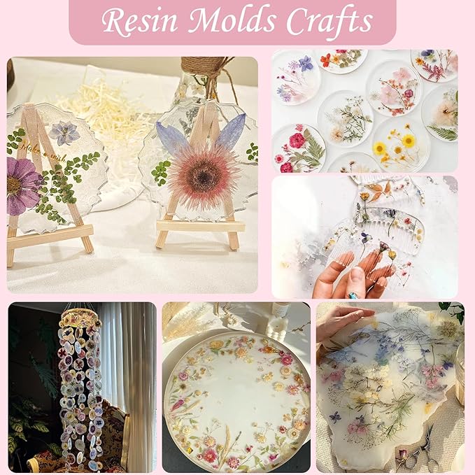 80 Pcs Dried Pressed Flowers for Crafts, Natural with Vibrant Colors & Various Shapes, Exquisite Arrangement for Resin, DIY, Jewelry, Candle & Soap Making – Tweezers Included