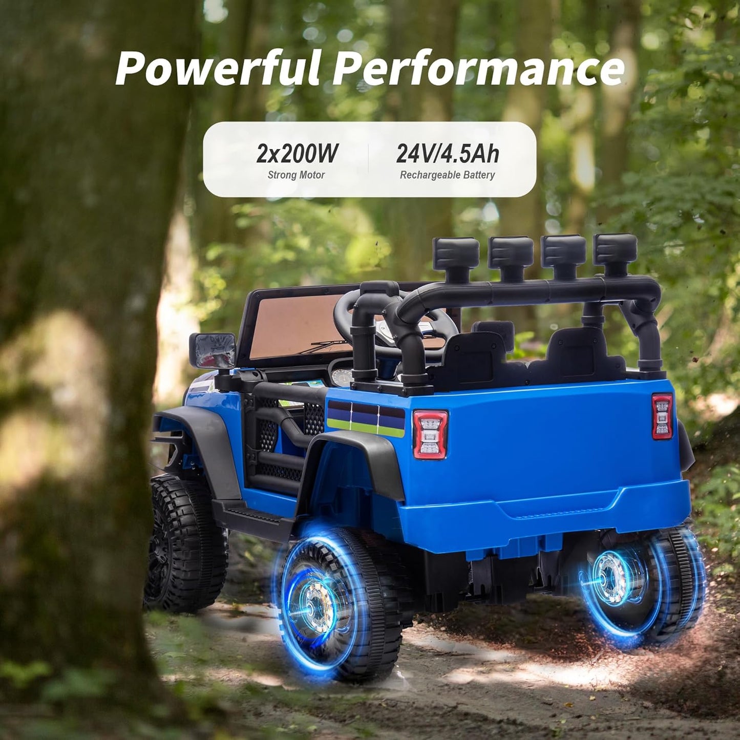 24V Kids Ride on Car, Kids Electric Vehicles Car Ride on Toy Truck for Toddlers w/Remote Control, 400W Motor - Blue