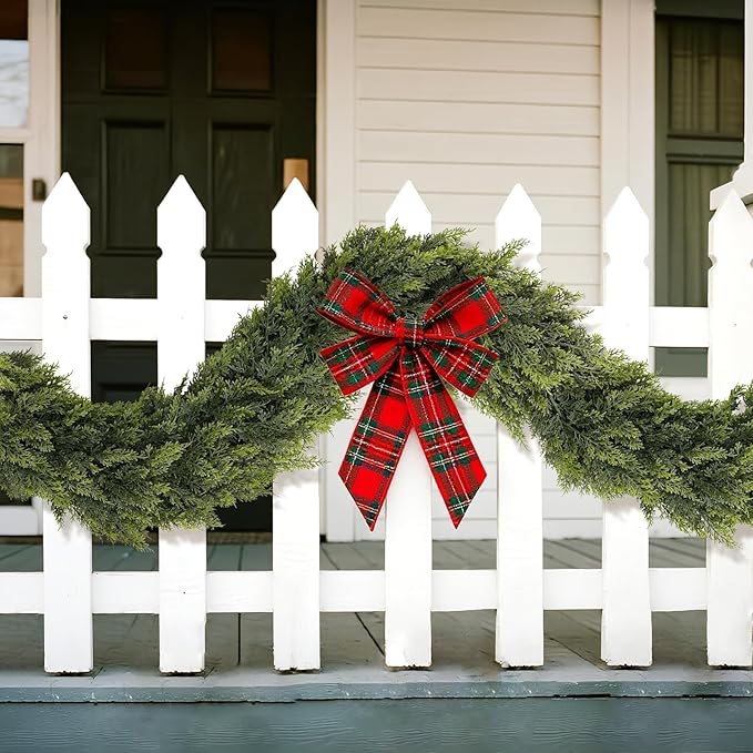 Christmas Cedar Garland - 9ft Artificial Cedar Garland Faux Lush Green Fake Pine Needles for Fireplace,Table,Window,Stairs,Mante,Holiday Indoor Outdoor Xmas Decor(1PCS)