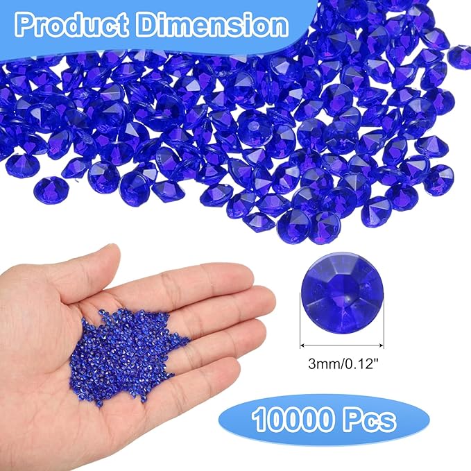 uxcell 10000Pcs Wedding Table Scatter Confetti Fake Crystals Acrylic Diamonds Rhinestones Vase Fillers Gems for Crafts,Table Centerpiece Decor, Bridal Shower Party (Dark Blue, 3mm)