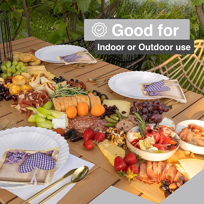 Trendables Scalloped Paper Plates 8.5 Inch & 10.5 Inch 40 Pcs Dinner Plate Set Fancy Disposable Plates for Party for 20 Guests 20 X 8 & 20 X 10 Large & Small Paper Plate Set for Parties Snow