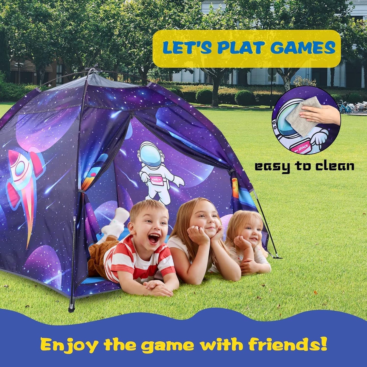 Space World Kids Play TentSpaceship Tent for Kids, Foldable Pop Up Indoor Outdoor Party Spaceship Playhouse Tent Toy for Boys Girls-47 * 47 * 41 (Dark Purple)