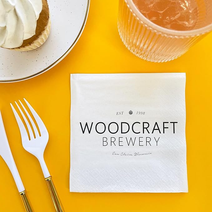 Big Dot of Happiness Custom Logo Party Napkins, Personalized Corporate Branded Business Decor, Your Logo Here White 3-Ply Paper Luncheon Napkins - 50 Count