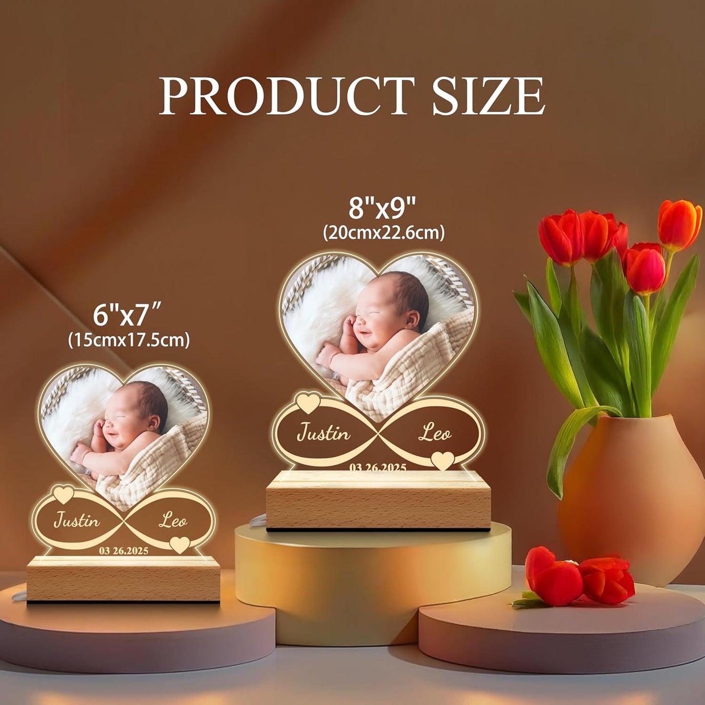 Personalized gift for Kids, Newborn Gifts for Baby Boy Girl, Custom Picture Frame Acrylic Plaque, Children's Room Nursery Bedroom Decor, Baby Shower, Baptism Gifts