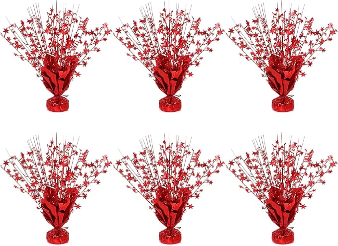 6 Pack Star Table Centerpieces for Party, Birthday Table Decorations for Kids Adults, Party Centerpieces for Tables for Wedding Baby Shower Graduation Holiday Event (Red)