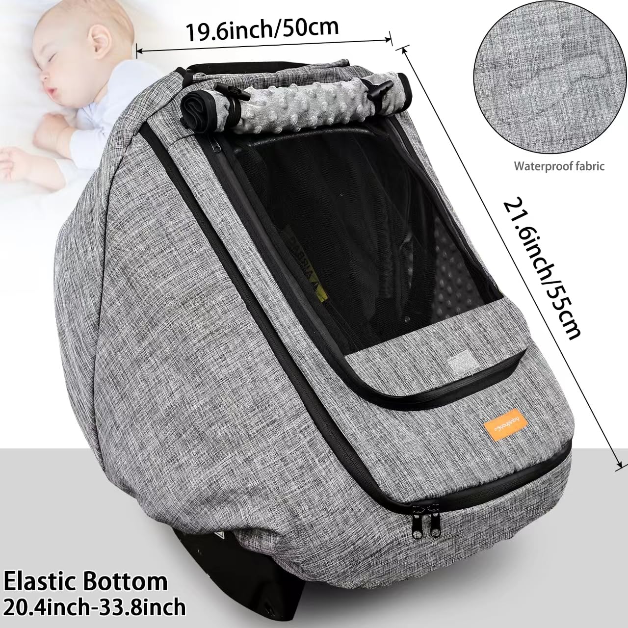 Waterproof Baby Car Seat Cover，Cold Weather Carseat Cover for Babies,Infant Car Seat Cover Canopy for Boy Girls,Windproof Car Seat Canopy for Boys & Girls, Keeps Babies Warm and Cozy