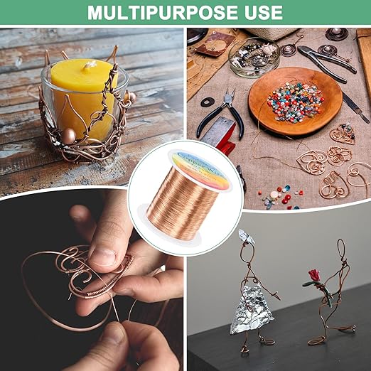 0.2mm Jewelry Wire, 32 Gauge 328FT Craft Wire Copper Beading Wire for Jewelry Making/Planting/Weaving/DIY Crafting, Soft Metal Wires [100M, Copper Tone]