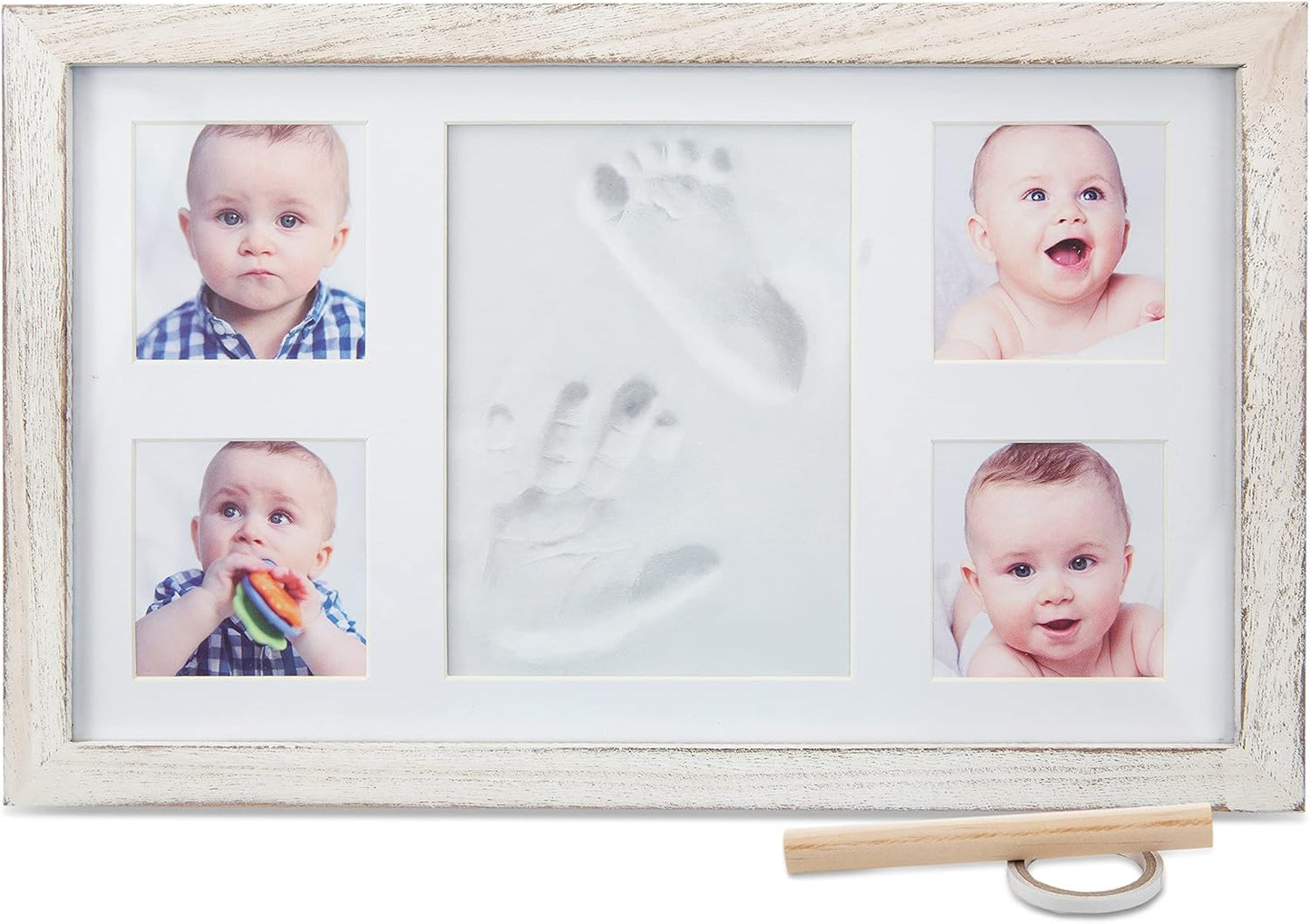 Little Hippo Baby Footprint Kit & Keepsake | Baby Handprint Kit | Baby Hand and Footprint Kit (Rustic White, Large)