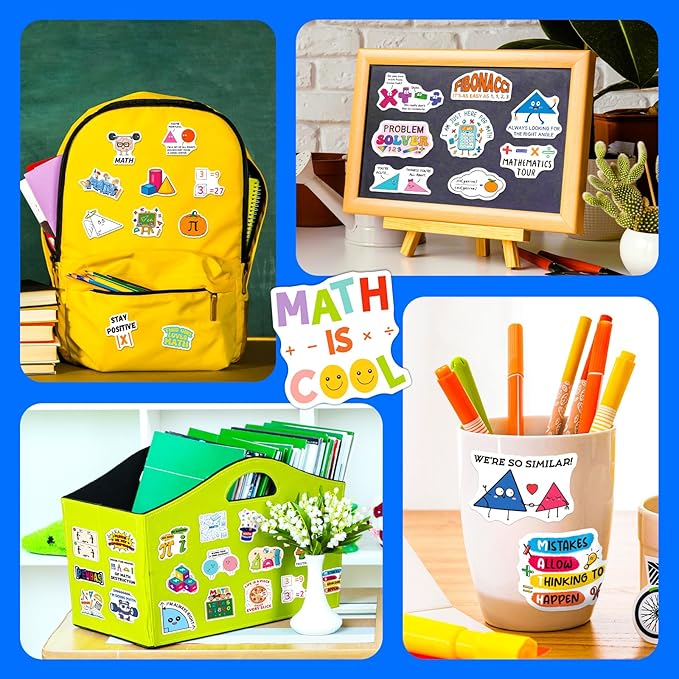 200 PCS Math Stickers for Kids Teens Students, Math Vinyl Stickers for Water Bottle Notebook Journal Laptop Classroom Decor Math Party Favors Teacher Must Haves