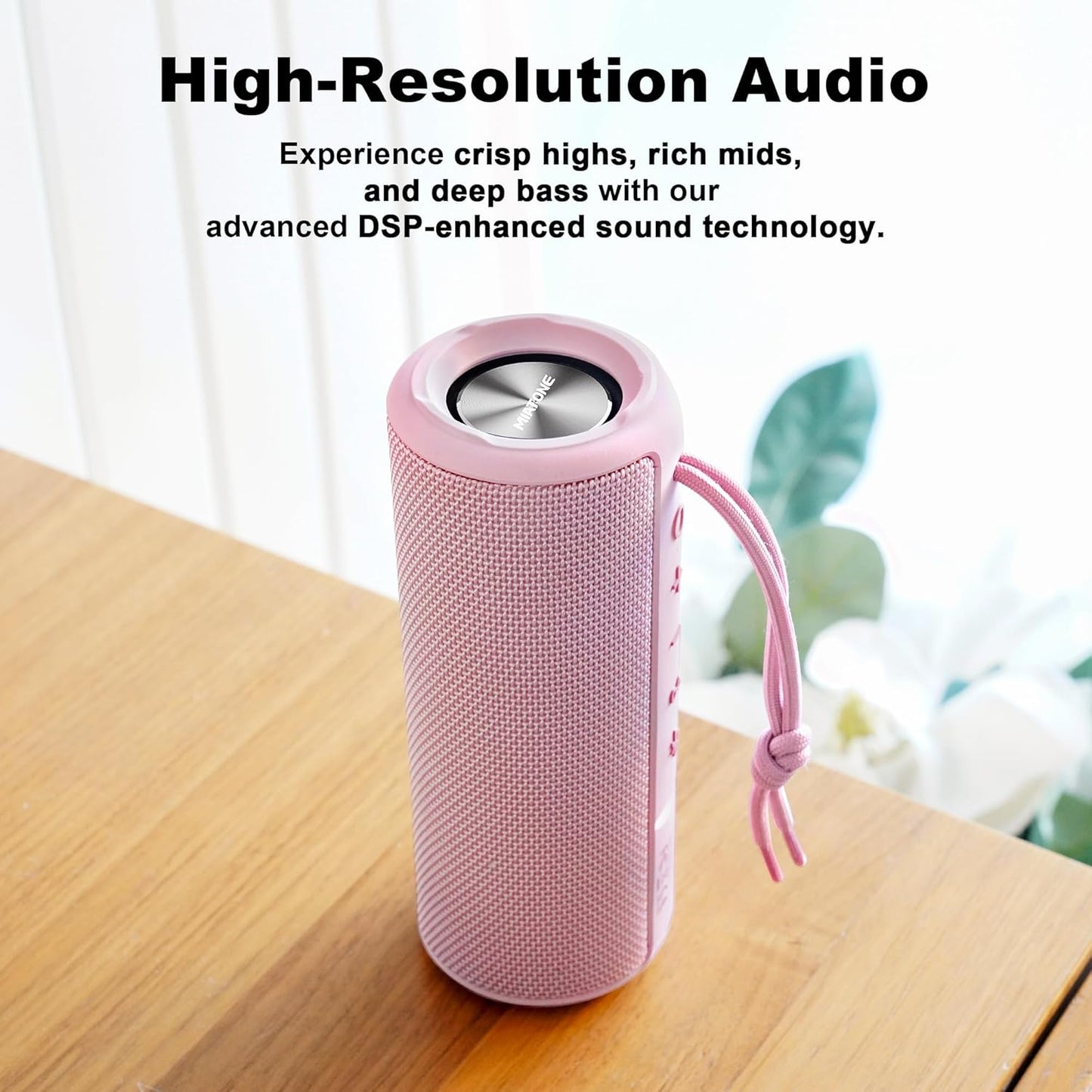 MIATONE Boombox Outdoor Portable Bluetooth Speaker Waterproof Wireless Speakers Gifts for Women Mothers Mom Wife Her - Pink