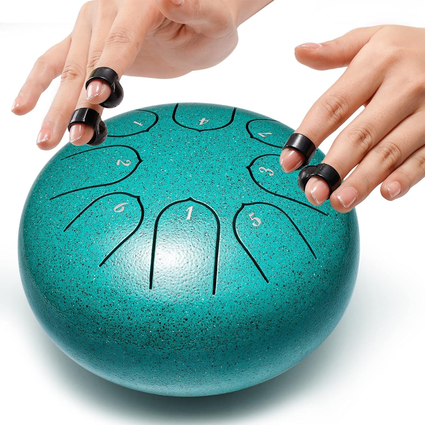 Steel Tongue Drum Percussion, 6 Inch 8 Notes Musical Instruments, Music Gifts for Family Friends (Malachite)