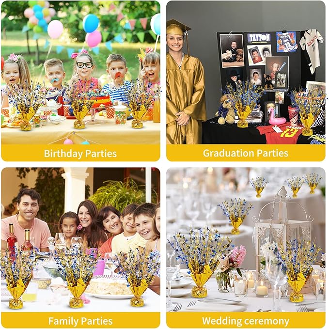 6 Pack Star Table Centerpieces for Party, Birthday Table Decorations for Kids Adults, Party Centerpieces for Tables for Wedding Baby Shower Graduation Holiday Event (Gold NavyBlue)