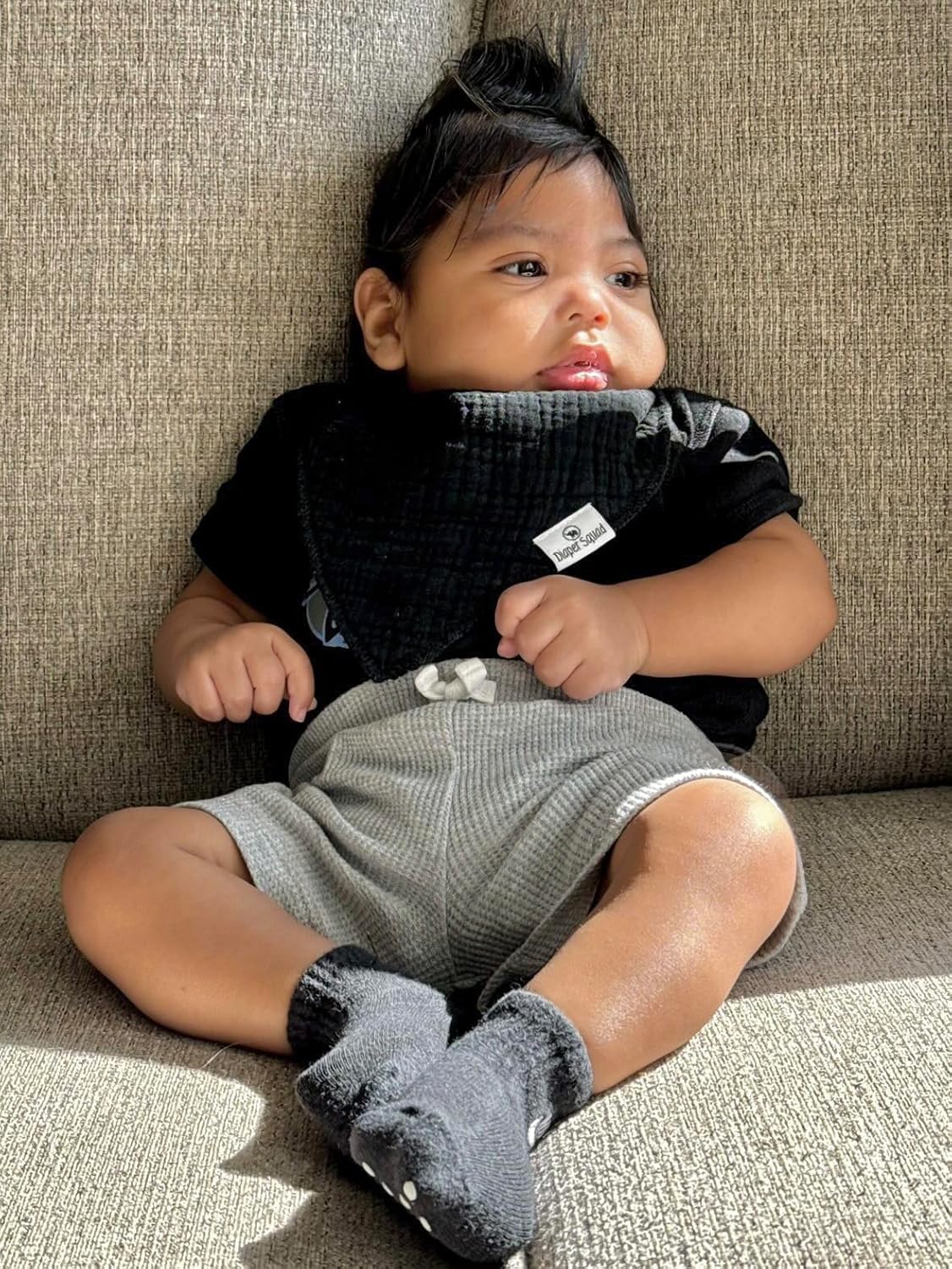 DiaperSquad's Baby Bibs for Drooling and Teething, Bibs for Boys, Baby Girl - Solid Cotton Baby Drool Bibs